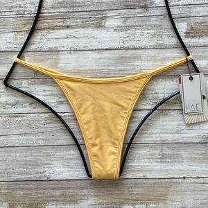 Fae Swim JONES Thong Bikini Bottom - Custard, Size Medium